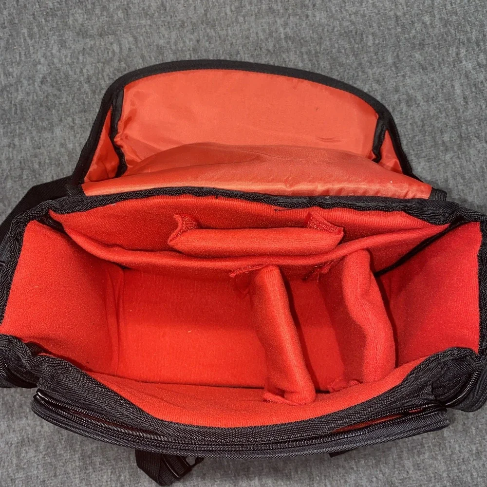 CADeN‎ Camera Bag Case Shoulder Strap Large Black Red Pockets Nikon Canon Sony